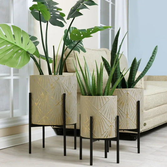 Modern Decorative Metal Planters Set for Indoor Plants - Ky Ky Kiwi