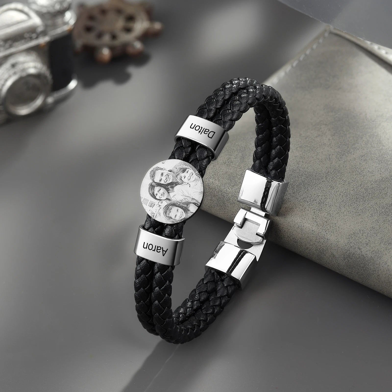 Personalized Leather Bracelets for Men with Custom Name Charms - Ky Ky Kiwi