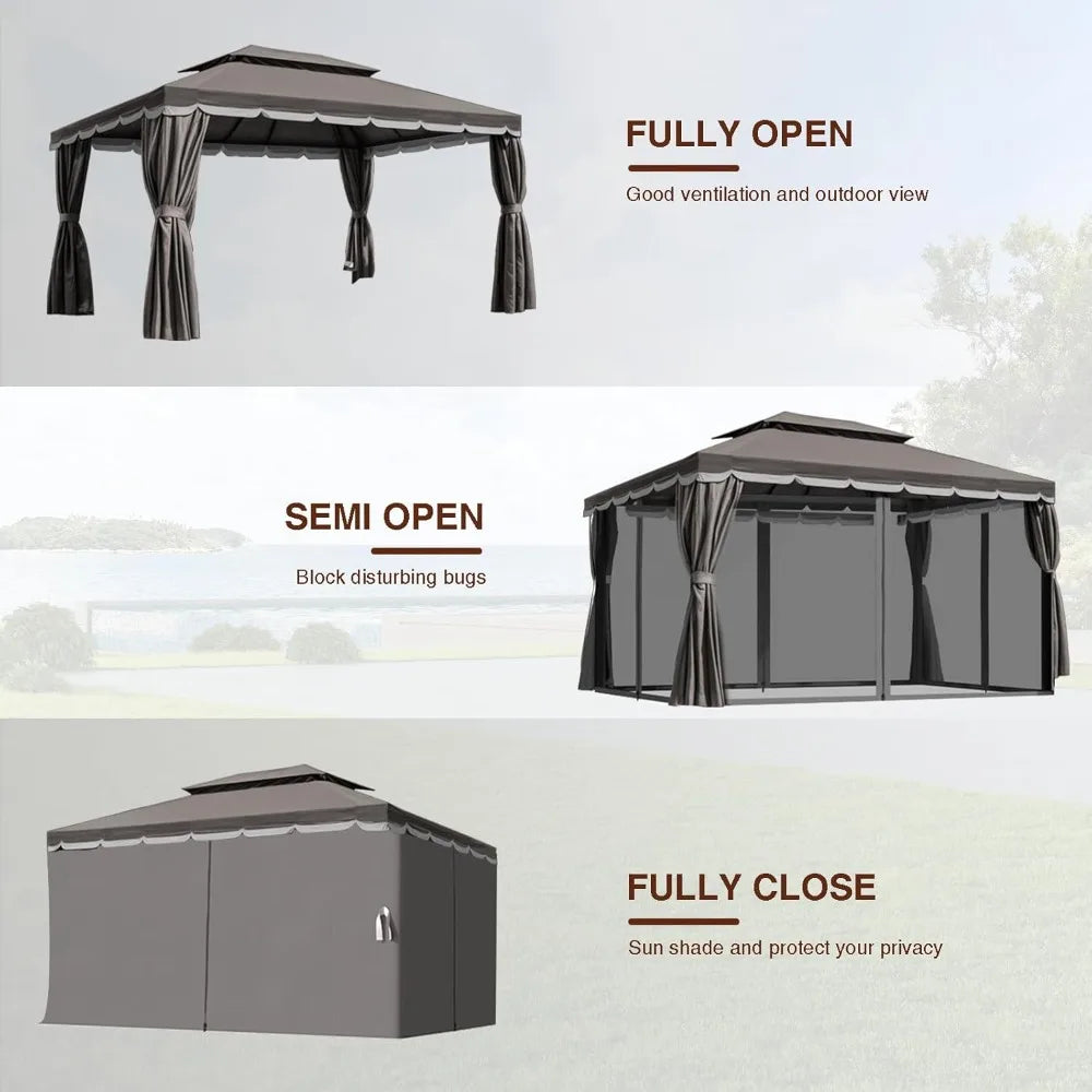 Outdoor Gazebo Canopy Tent with Mosquito Netting and Curtains - Ky Ky Kiwi