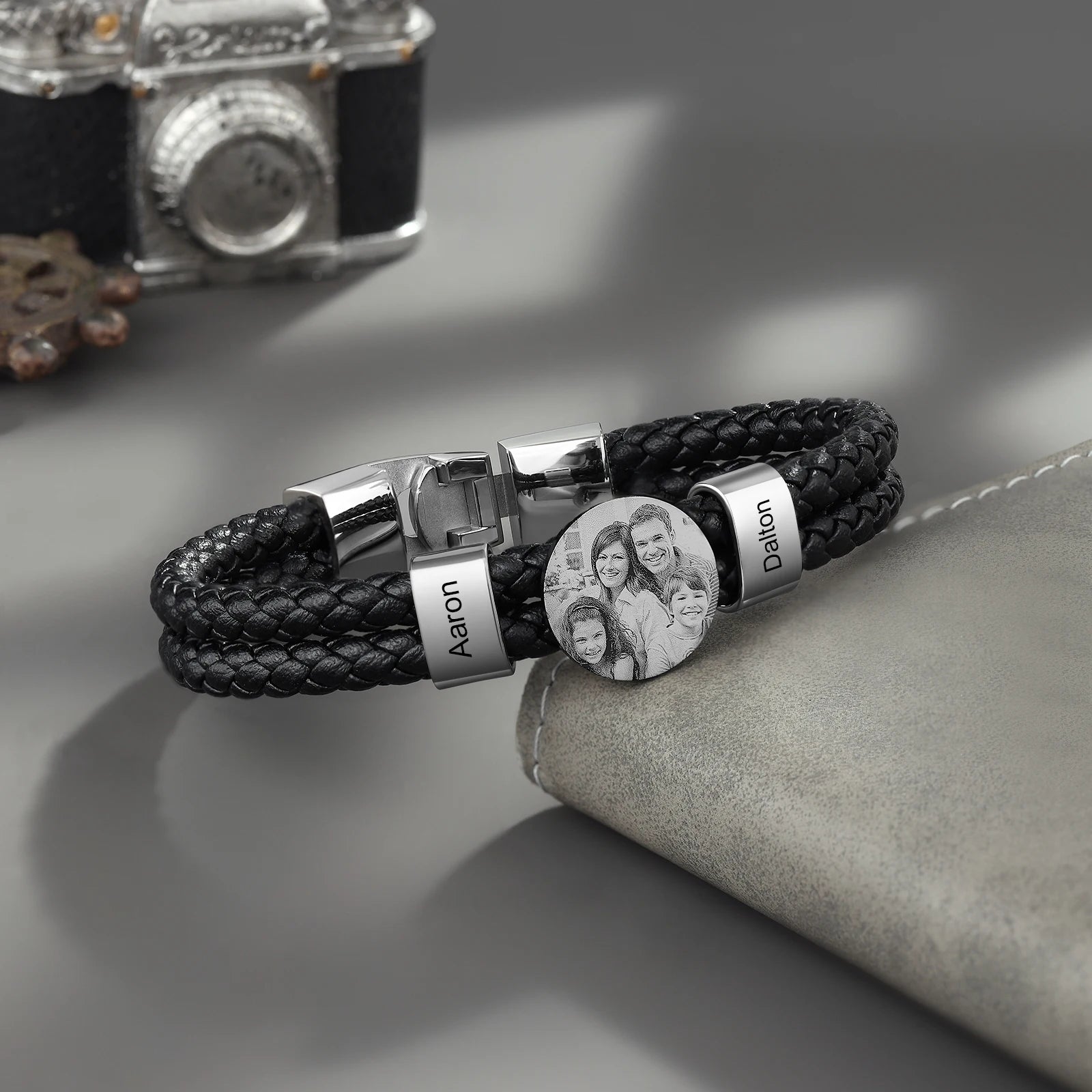Personalized Leather Bracelets for Men with Custom Name Charms - Ky Ky Kiwi