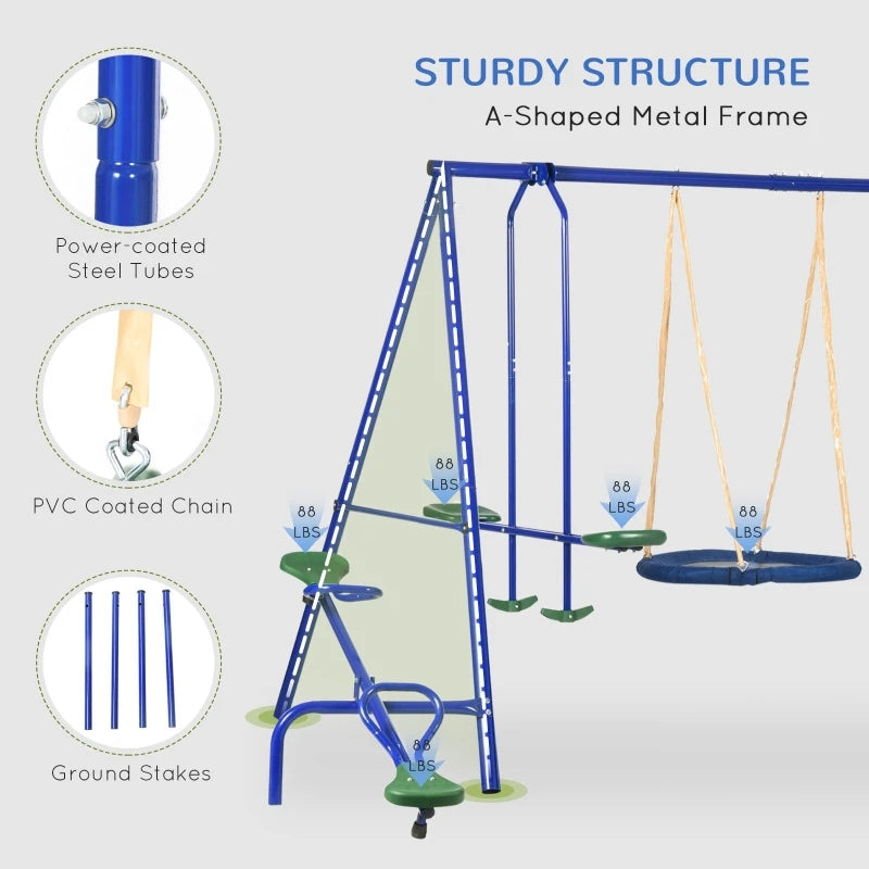 Metal Swing Set for Kids Outdoor, Heavy Duty Frame with Double Swings,  for Backyard Playground. - Ky Ky Kiwi