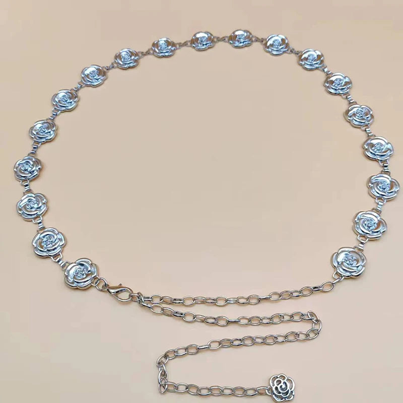 Gold and Silver Rose Chain Belt for Women Fashion Accessories - Ky Ky Kiwi