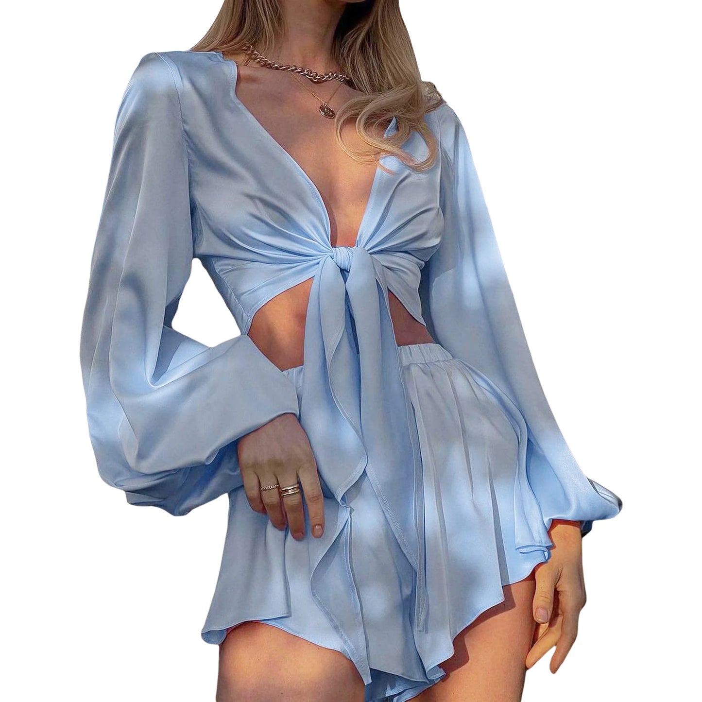 Women s Two Piece Outfit Off Shoulder Ruffle Crop Top with High Waist Shorts Set for Summer Beach Vacation