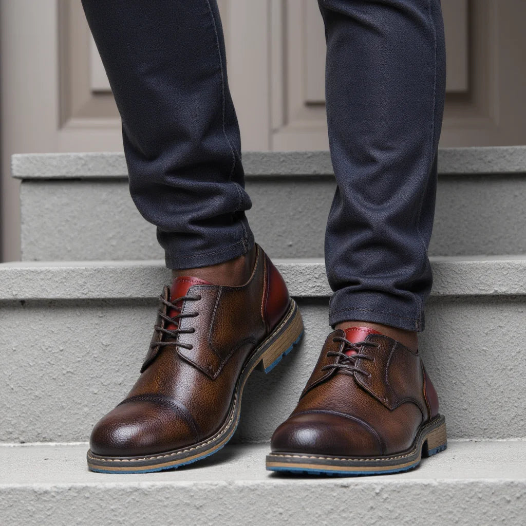Retro Casual Leather Derby Shoes for Men - Ky Ky Kiwi