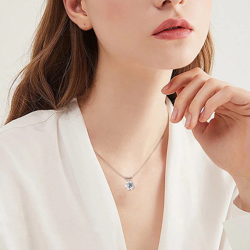 Moissanite Pendant Necklace in 925 Silver for Women Gift - Ky Ky Kiwi