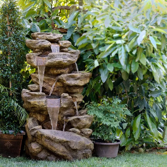 Outdoor Six-Story Fountain with LED Lights for Elegant Gardens - Ky Ky Kiwi