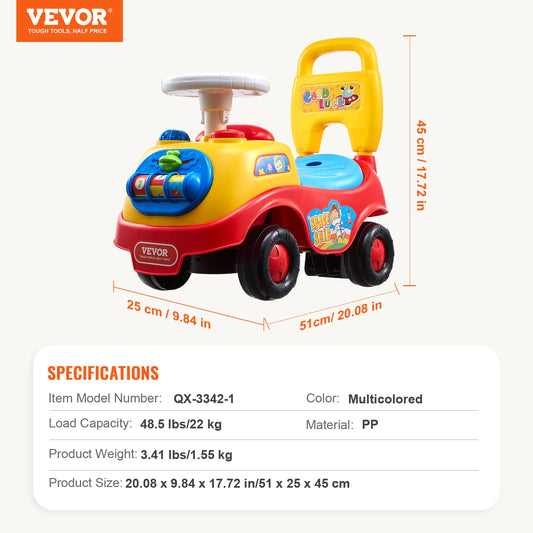 VEVOR Toddler Ride On Push Car Sit to Stand Kids Ride On Toy Car with Music Steering Wheel   Seat Storage for Toddlers Ages 1-3