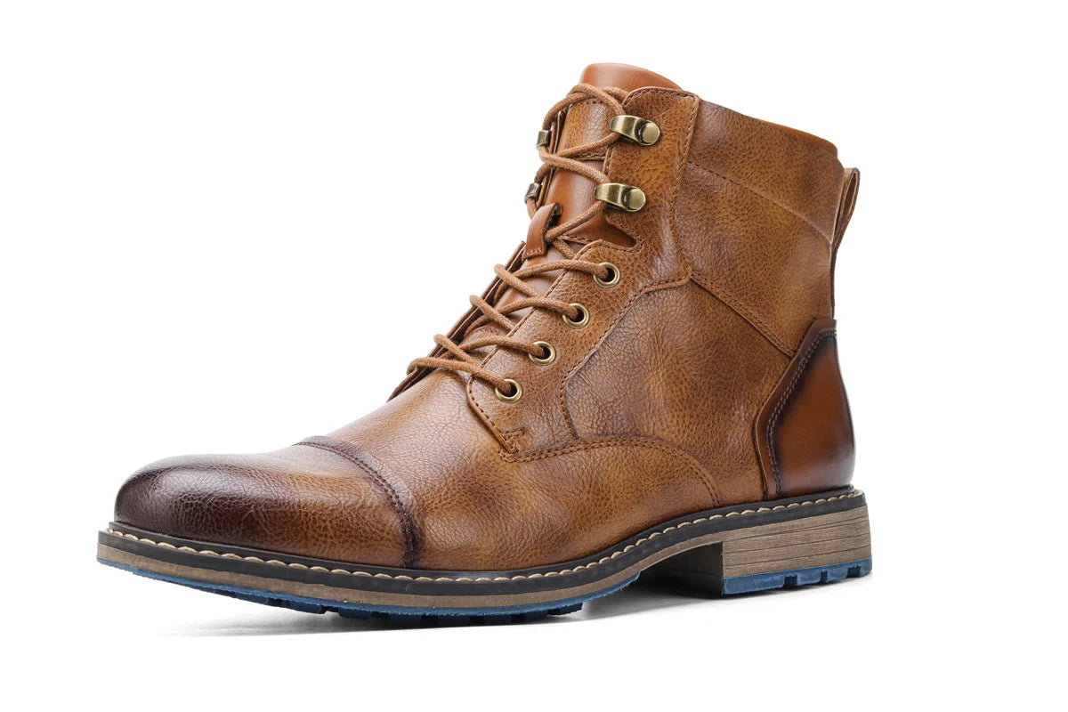 Men's Classic Leather Ankle Boots with Zipper Closure - Ky Ky Kiwi