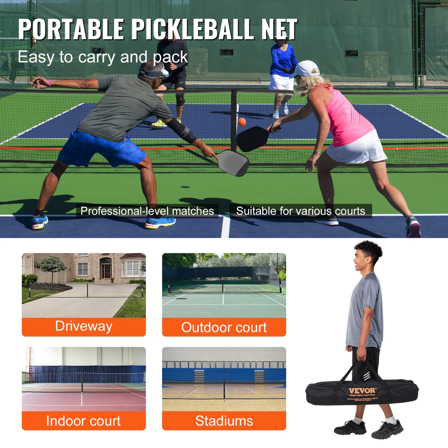 Portable Pickleball Net System for Indoor and Outdoor Fun - Ky Ky Kiwi
