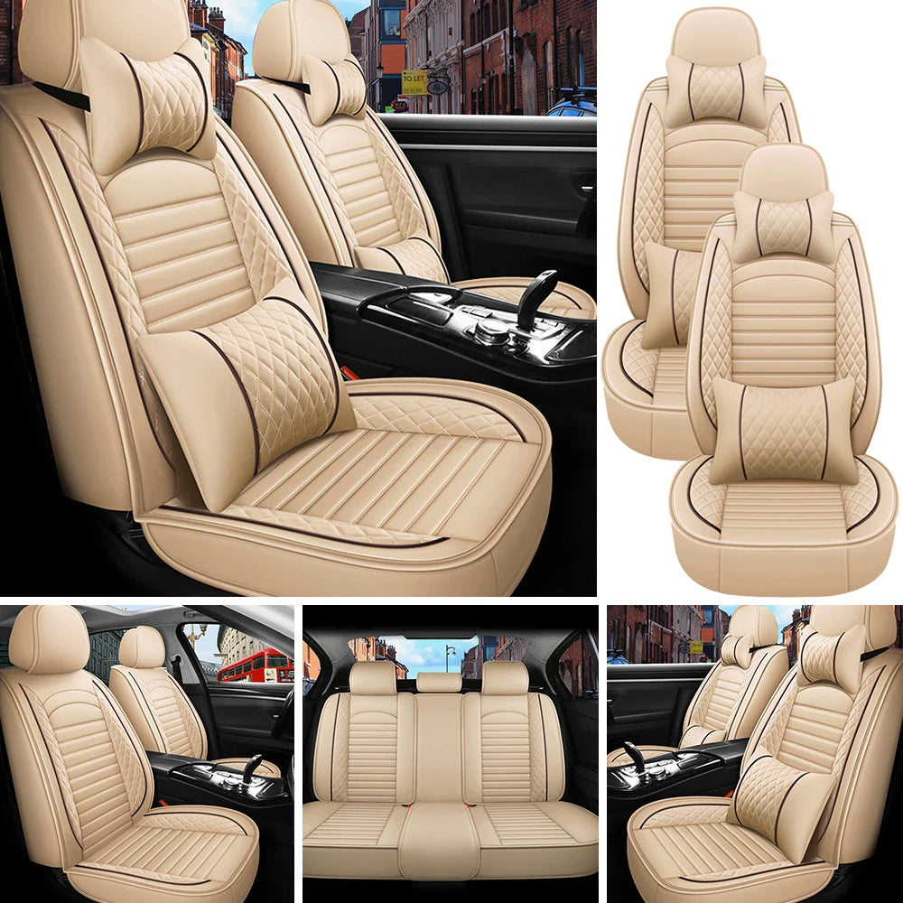 PU Leather Universal Car Seat Covers Full Set Protection - Ky Ky Kiwi