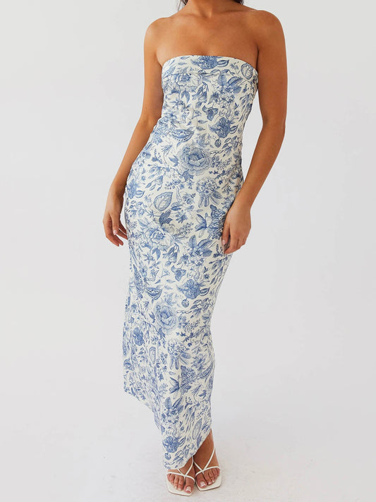 Elegant Off-Shoulder Maxi Dress with Vibrant Floral Pattern and Sleeveless Design Perfect for Summer Events and Parties
