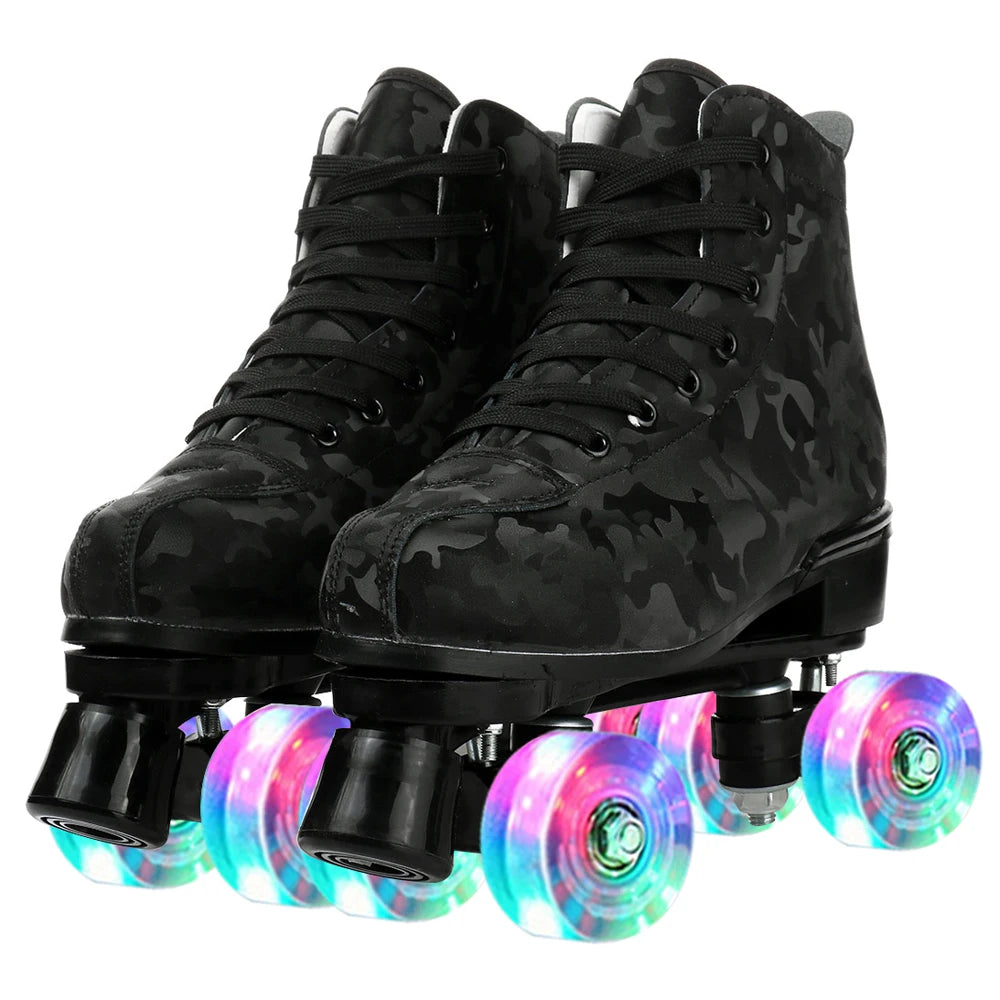 Light Up PU Leather Roller Skates for Fun Skating Adventures - Ky Ky Kiwi