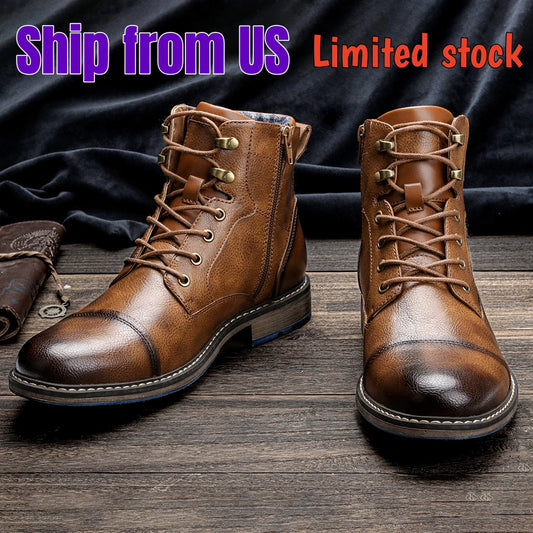 Men's Classic Leather Ankle Boots with Zipper Closure - Ky Ky Kiwi