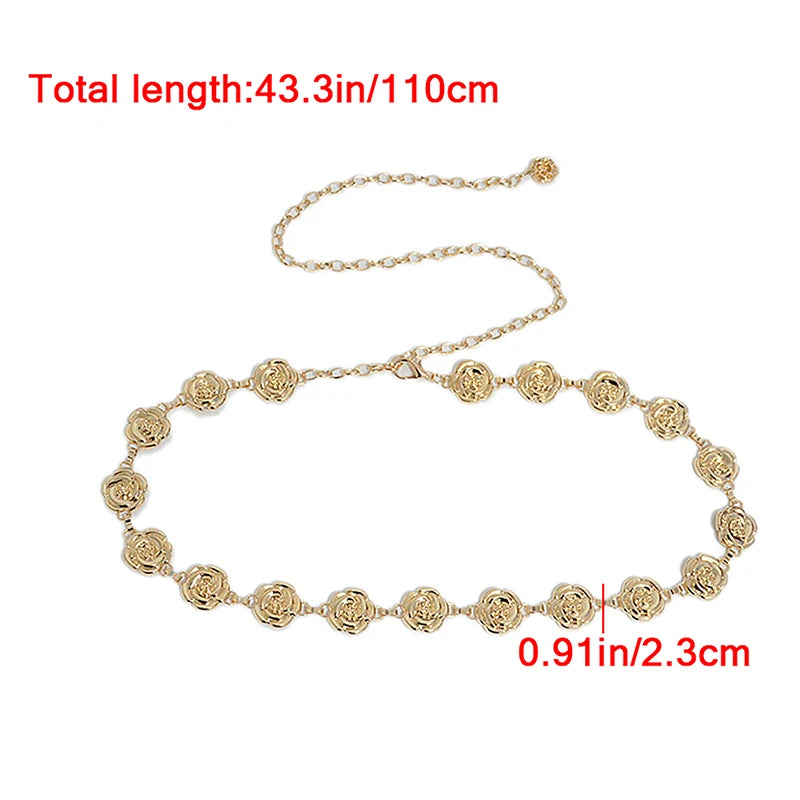 Gold and Silver Rose Chain Belt for Women Fashion Accessories - Ky Ky Kiwi