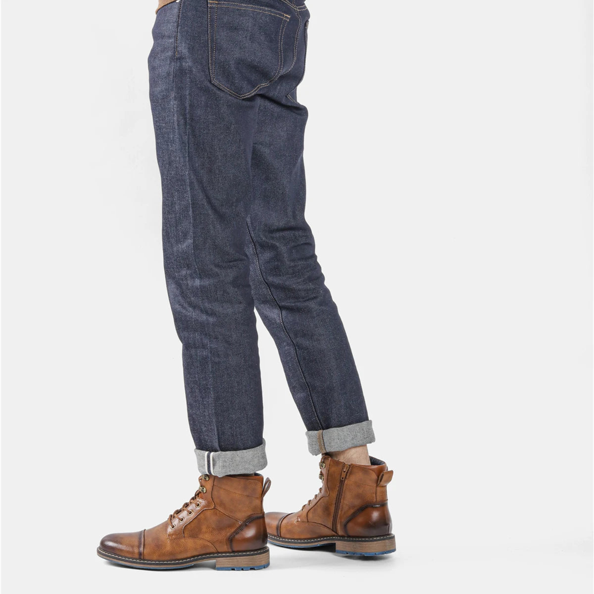 Men's Classic Leather Ankle Boots with Zipper Closure - Ky Ky Kiwi