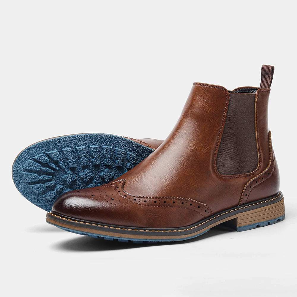 Classical Brogue Chelsea Boots for Stylish Men - Ky Ky Kiwi