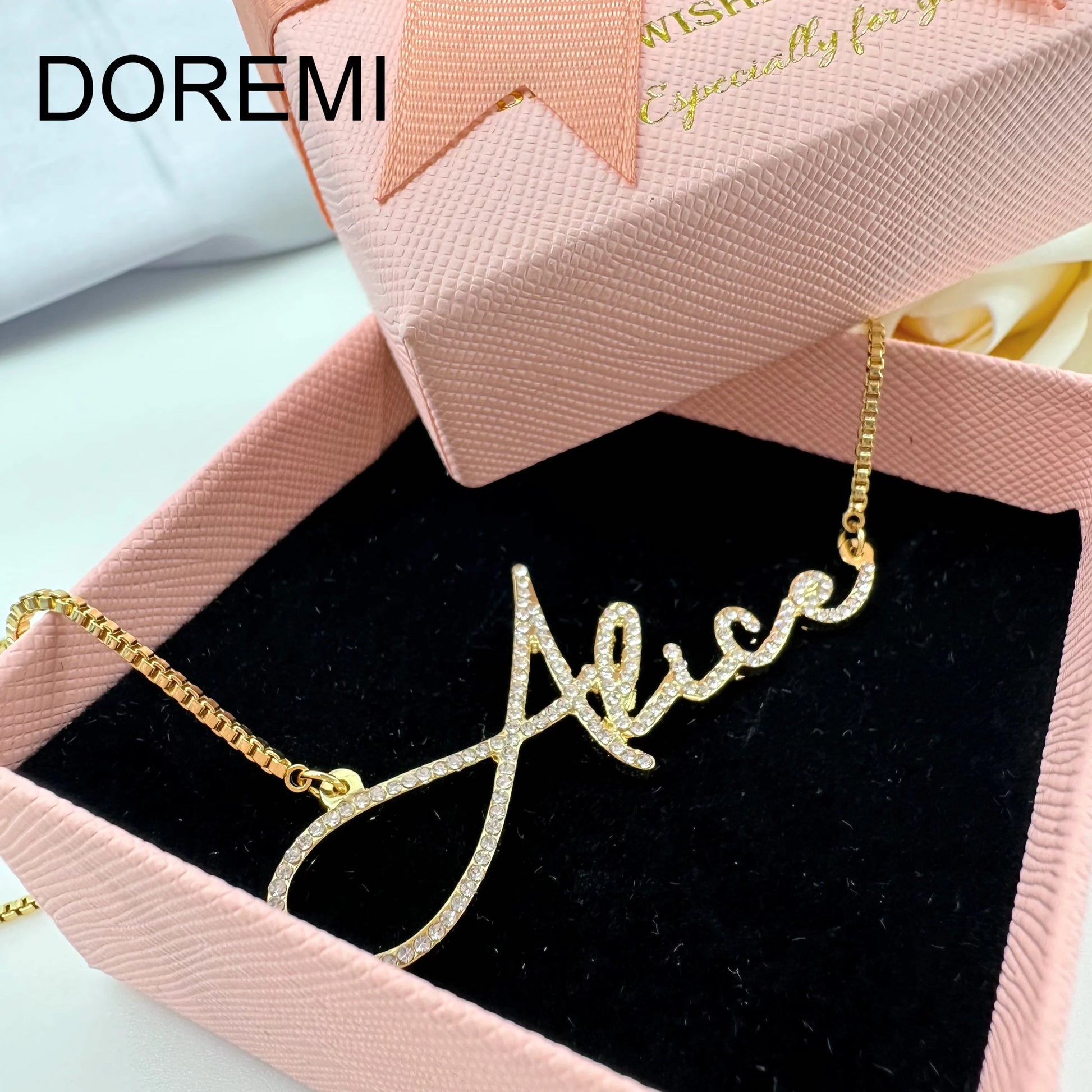Personalized Crystal Pendant Necklace Custom Name with Diamond Letter - Ky Ky Kiwi