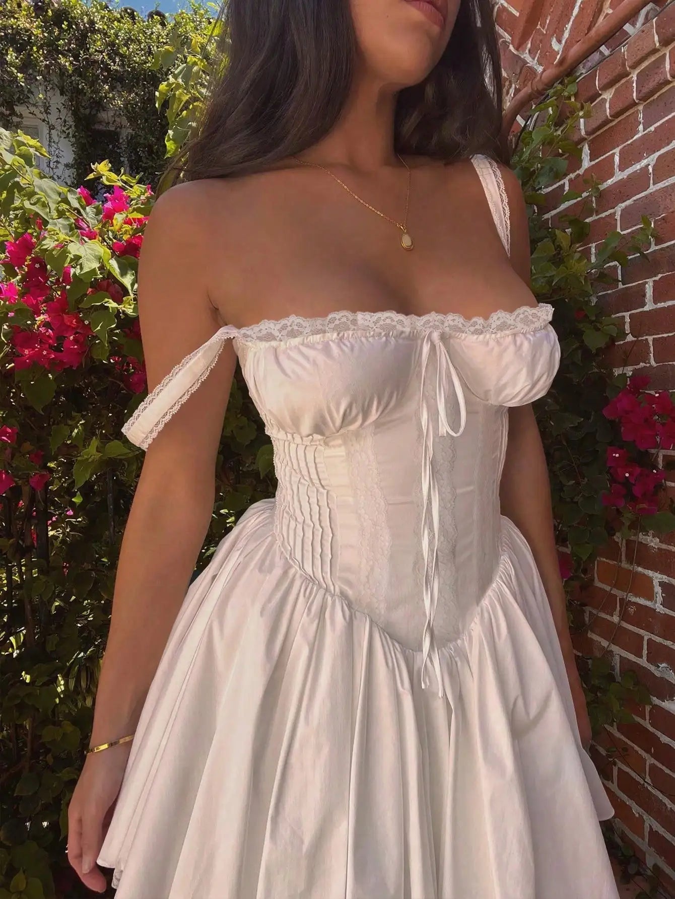 Women's Sexy Sweetheart Neck Sleeveless Tie Front Lace Trim A Line Party Mini Dress