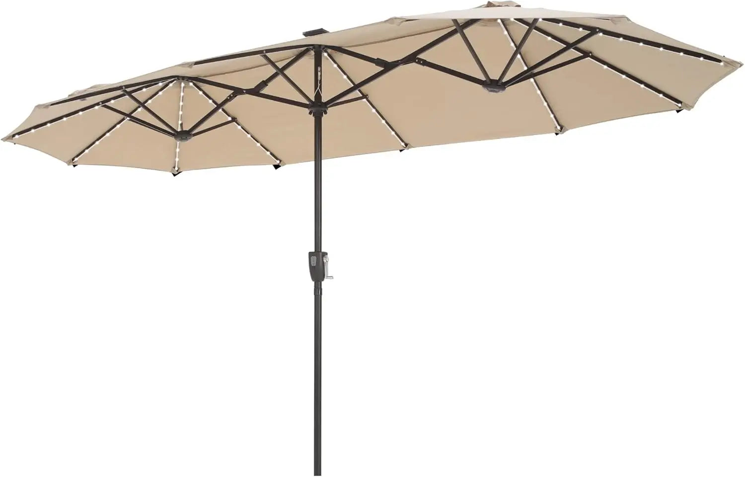 Double-Sided Patio Umbrella with Solar Lights for Outdoor Enjoyment - Ky Ky Kiwi