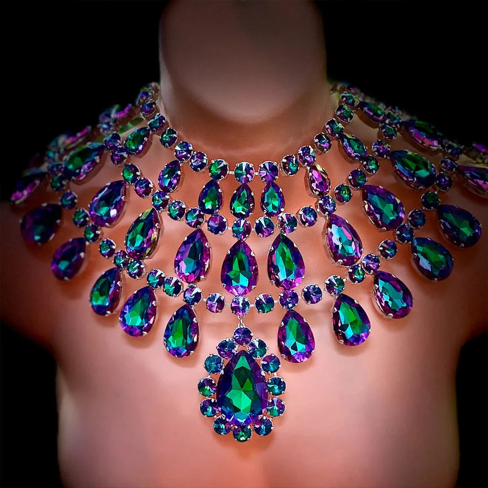 Dramatic Multilayer Crystal Choker Necklace for Bridal Elegance - Ky Ky Kiwi