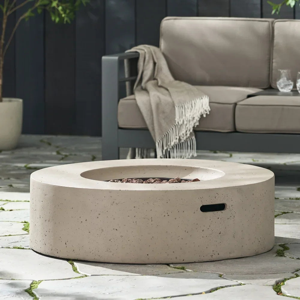 Modern Round Outdoor Concrete Propane Fire Pit for Patio - Ky Ky Kiwi