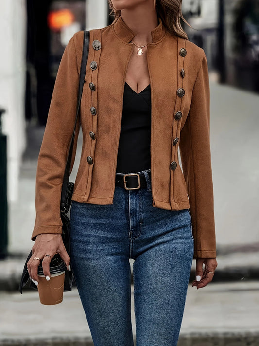 Women's Double Breasted Decorative Jacket for a Slim Look - Ky Ky Kiwi