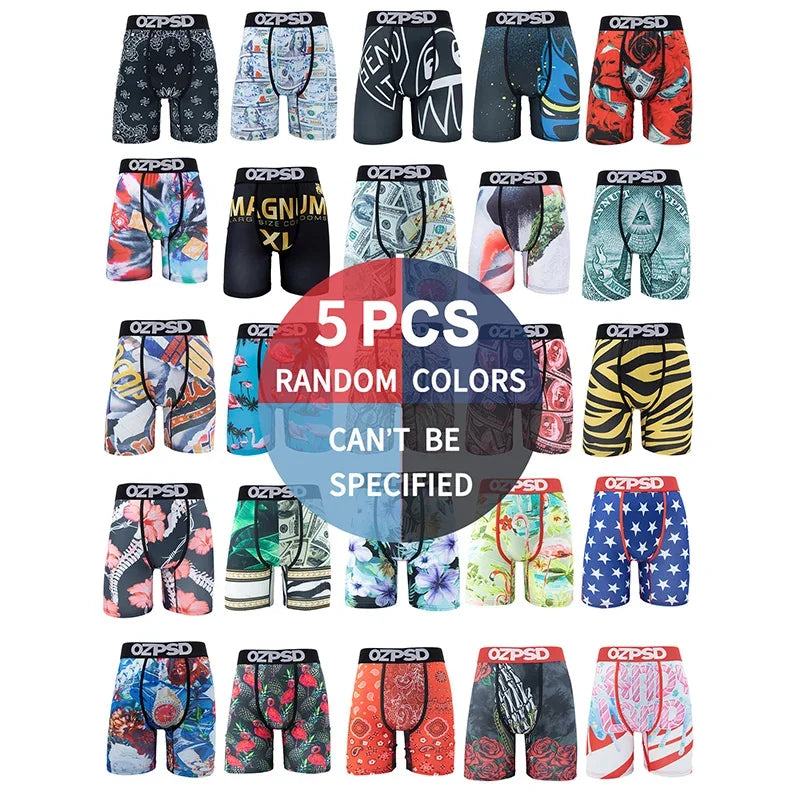 Breathable Printed Boxer Underwear for Men - 5 Piece Set - Ky Ky Kiwi
