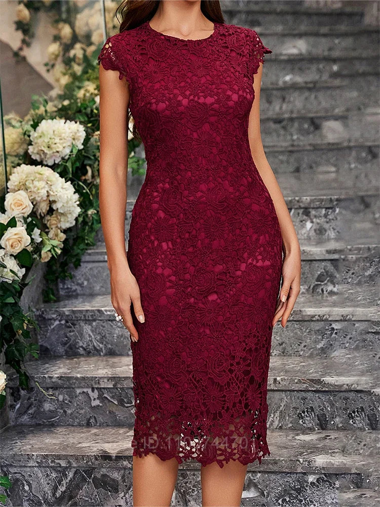 Evening Dress Lace Blue Dress Sleeveless Ruffles Hollow Out Short Mini Dress office lady Slim Party Dresses Women Evening Dress