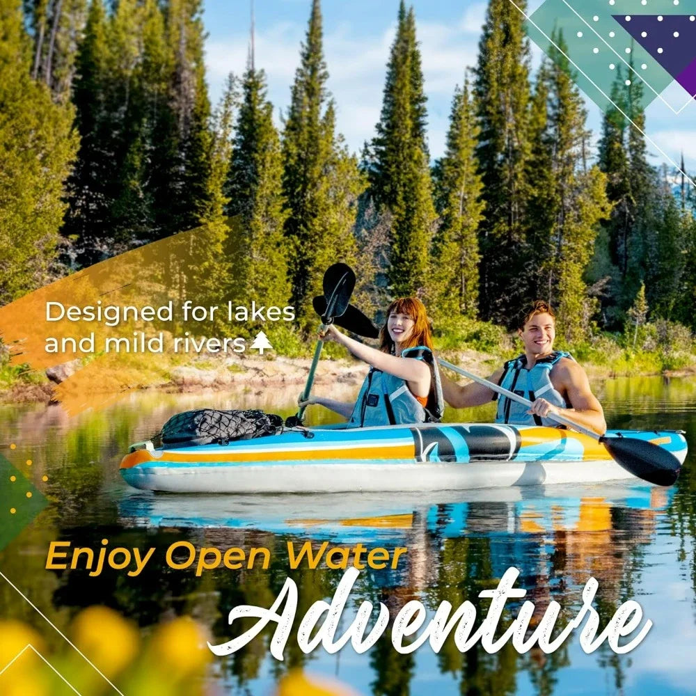 Inflatable Tandem Kayak with Oars for Outdoor Water Adventures - Ky Ky Kiwi
