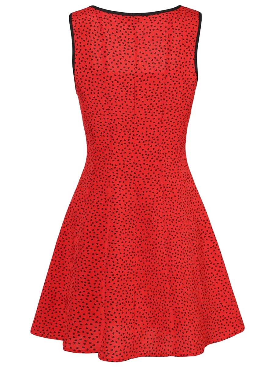 Women Sleeveless V-Neck Floral Print A-Line Dress Summer Beach Tank Dress Casual Mini Dress with Pockets