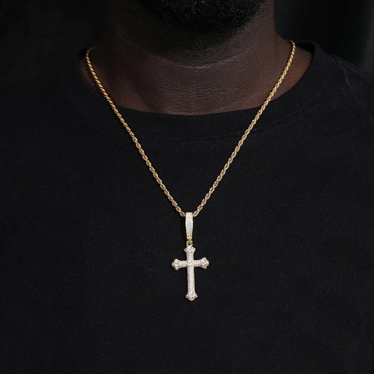 Unisex S925 Moissanite Cross Pendant Necklace for Hip Hop Style - Ky Ky Kiwi