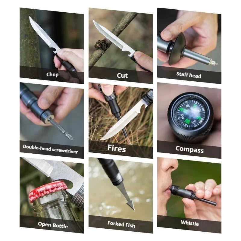 Adjustable Lightweight Tactical Hiking Poles with Multi Tool Accessories - Ky Ky Kiwi