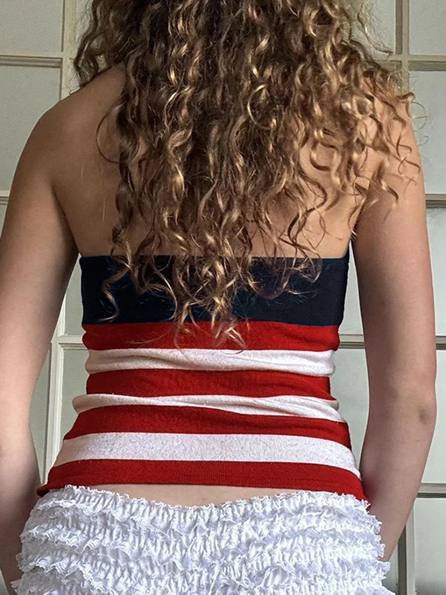 Patriotic Women Sleeveless Tank Top for Summer Celebrations - Ky Ky Kiwi