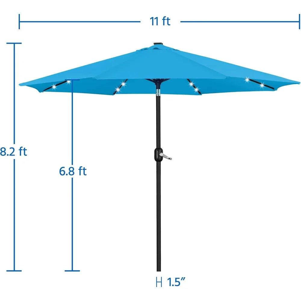 Solar Powered Patio Umbrella with LED Lights for Outdoor Relaxation - Ky Ky Kiwi