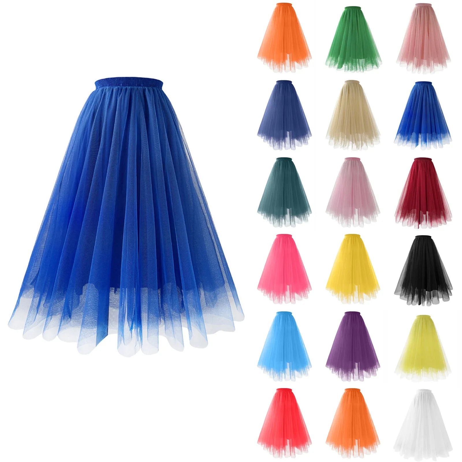 Vintage High Waist Tulle Skirt for Women Elegant Pleated Design - Ky Ky Kiwi