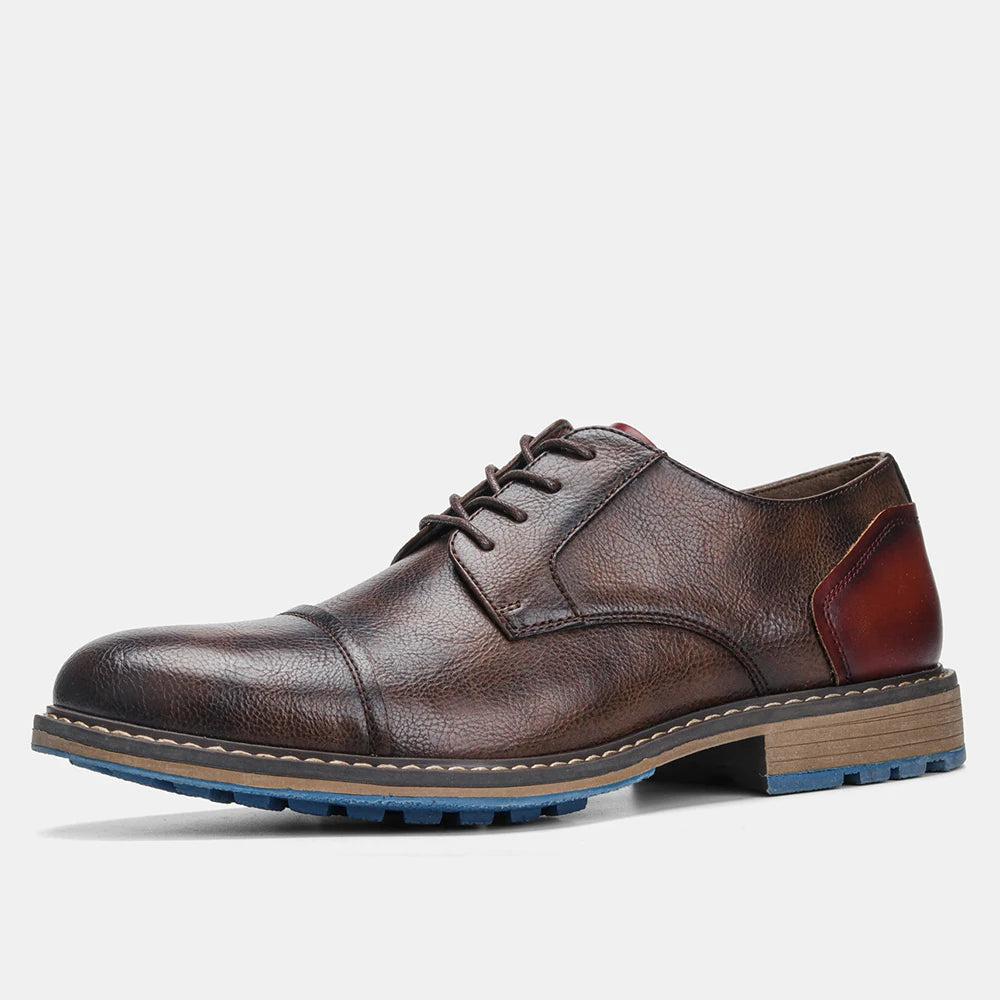 Retro Casual Leather Derby Shoes for Men - Ky Ky Kiwi