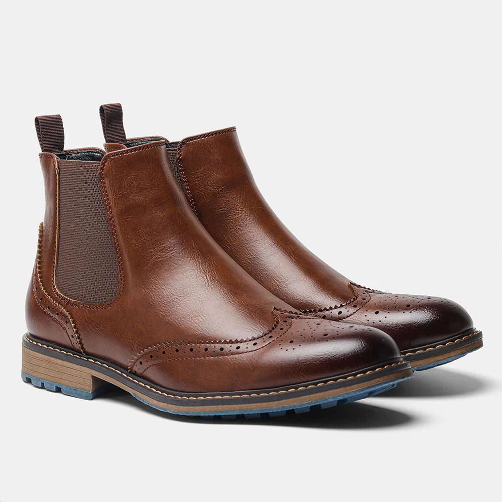 Classical Brogue Chelsea Boots for Stylish Men - Ky Ky Kiwi