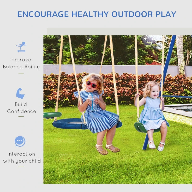 Metal Swing Set for Kids Outdoor, Heavy Duty Frame with Double Swings,  for Backyard Playground. - Ky Ky Kiwi