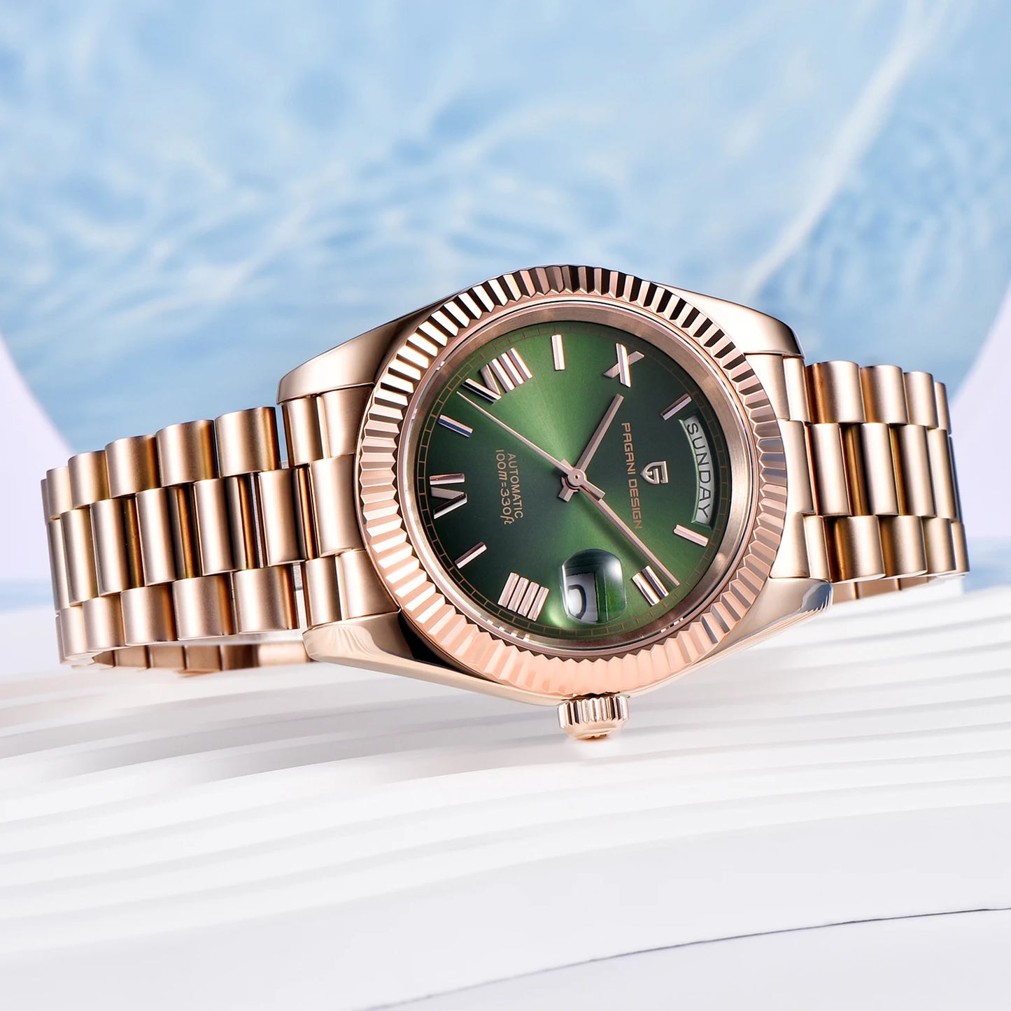 PAGANI DESIGN Men's Watches Rose Gold Luxury Mechanical Automatic Watch For Men Calendar Week Waterproof Sapphire Mirror Clock
