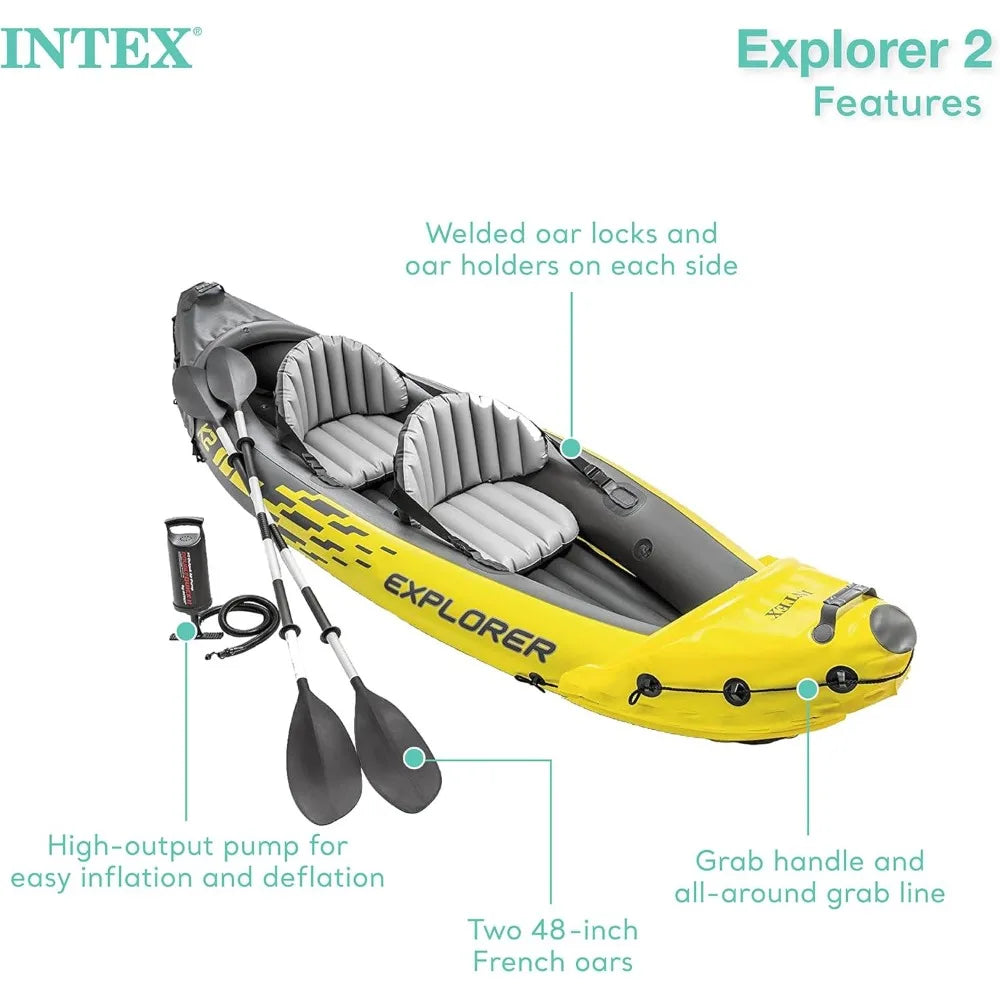 Explorer K2 Inflatable Kayak Set with Oars and Pump - Ky Ky Kiwi
