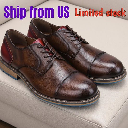 Retro Casual Leather Derby Shoes for Men - Ky Ky Kiwi