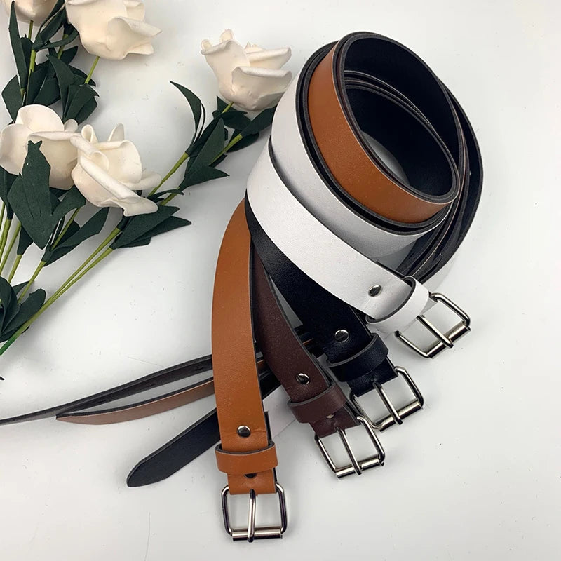 Fashionable Faux Leather Waist Belt with Metal Buckle - Ky Ky Kiwi