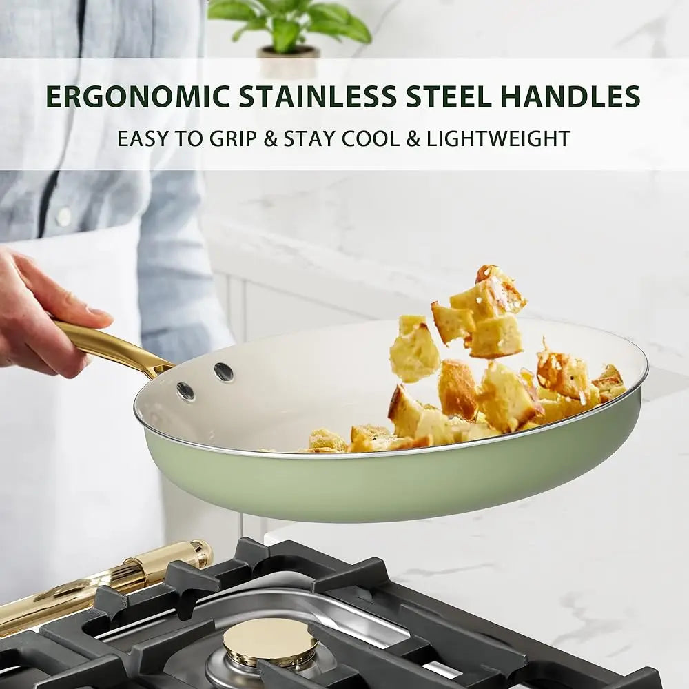 Pots And Pans Set Non Sti - Ceramic Cookware Set With Cooking Utensils Set, Non Toxic Kitchen Cookware Sets Dutch Oven Pot With