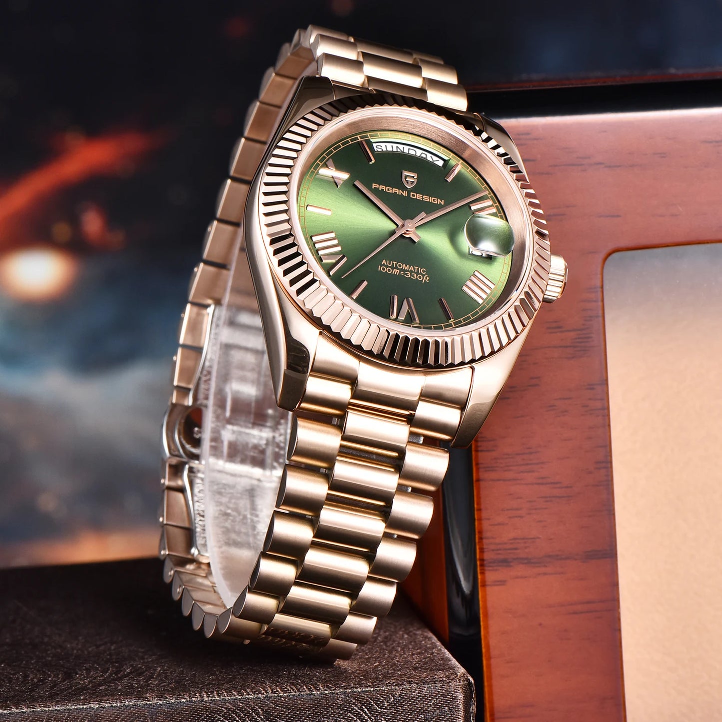 PAGANI DESIGN Men's Watches Rose Gold Luxury Mechanical Automatic Watch For Men Calendar Week Waterproof Sapphire Mirror Clock