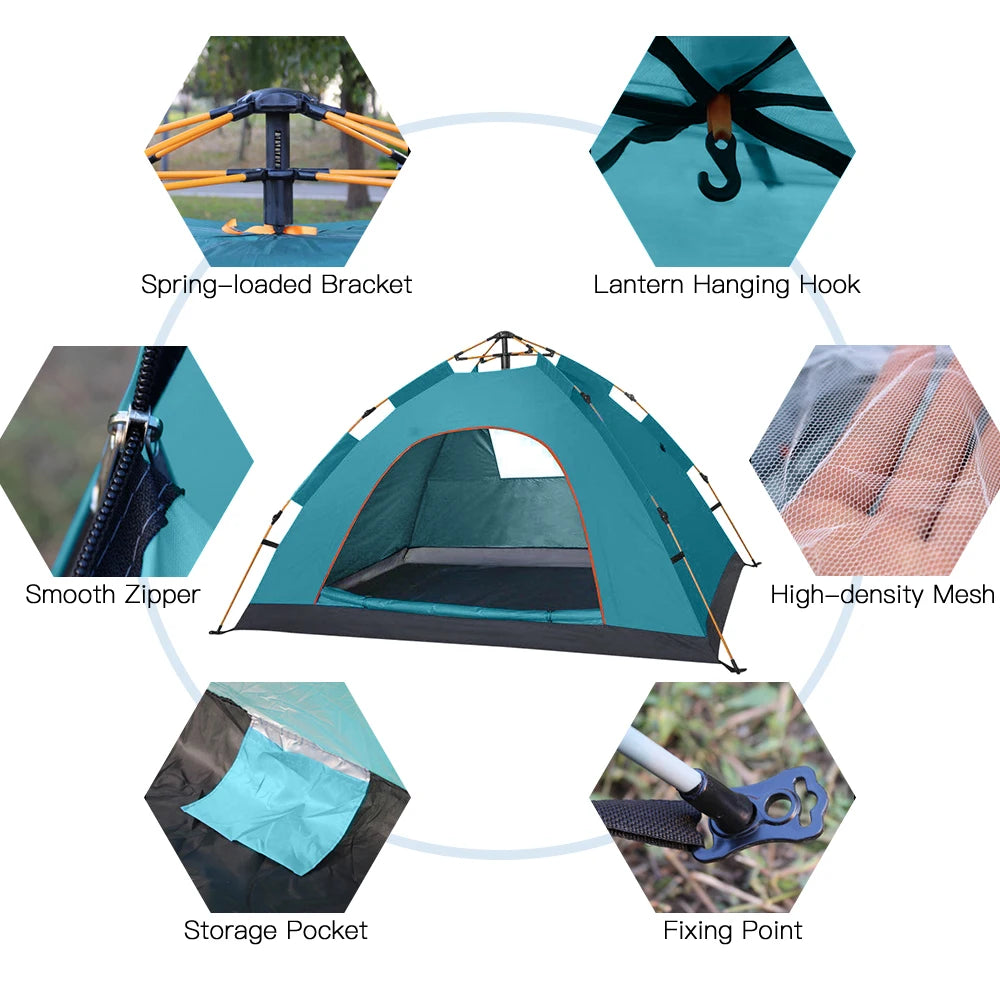 Water-Resistant Portable Pop Up Tent for Family Camping Adventures - Ky Ky Kiwi