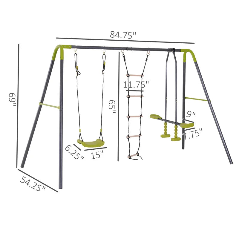 Metal Swing Set for Kids Outdoor, Heavy Duty Frame with Double Swings,  for Backyard Playground. - Ky Ky Kiwi