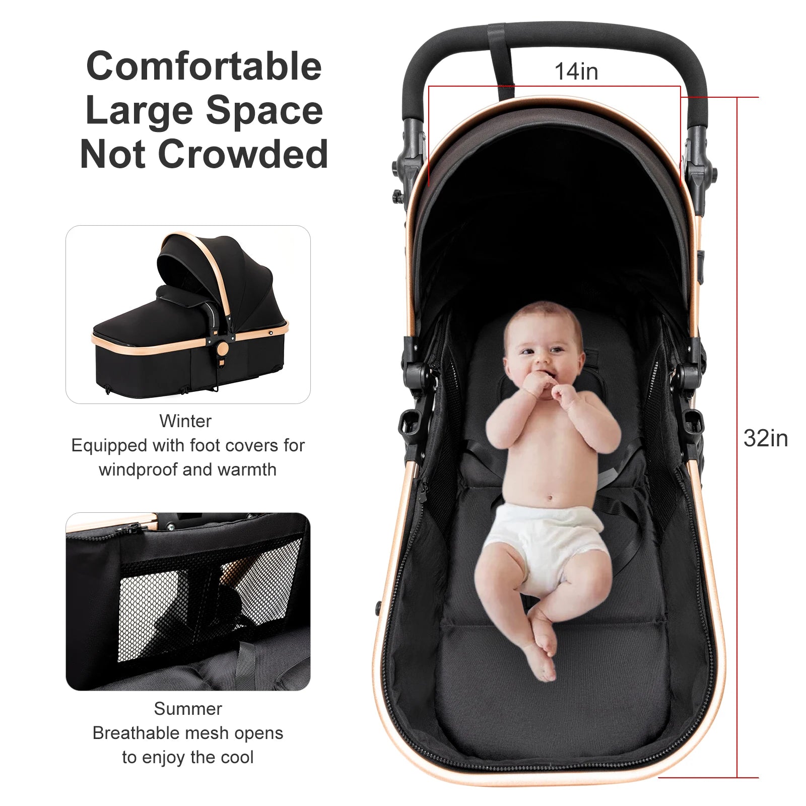 3 in 1 Lightweight Baby Stroller with Safety Seat System - Ky Ky Kiwi