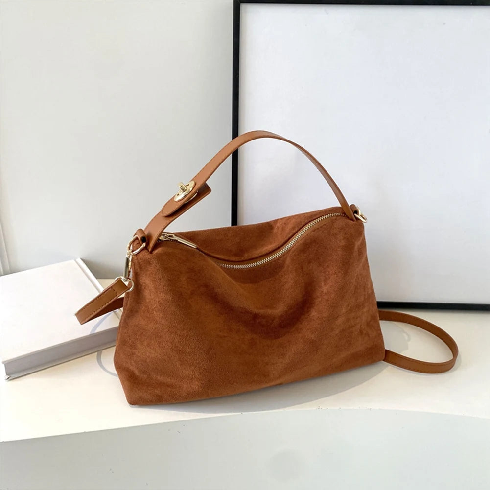 Fashionable Suede Leather Boston Tote Bag for Women - Ky Ky Kiwi