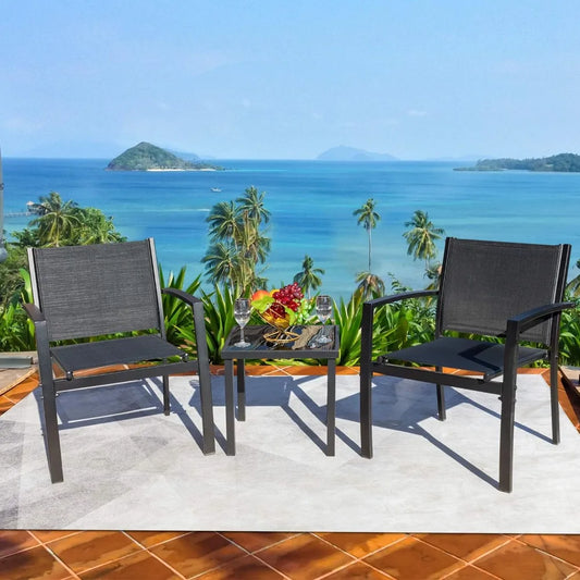 Modern Outdoor Patio Conversation Bistro Set with Coffee Table - Ky Ky Kiwi