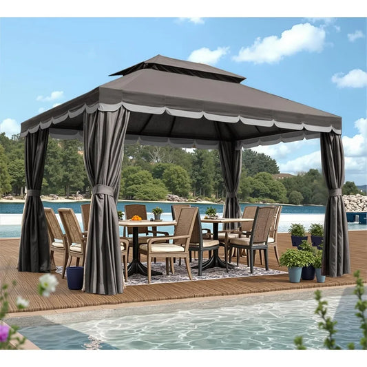 Outdoor Gazebo Canopy Tent with Mosquito Netting and Curtains - Ky Ky Kiwi